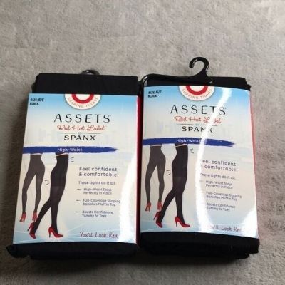 2 Pairs of Spanx High Waisted Black Shaping Tights Size F New